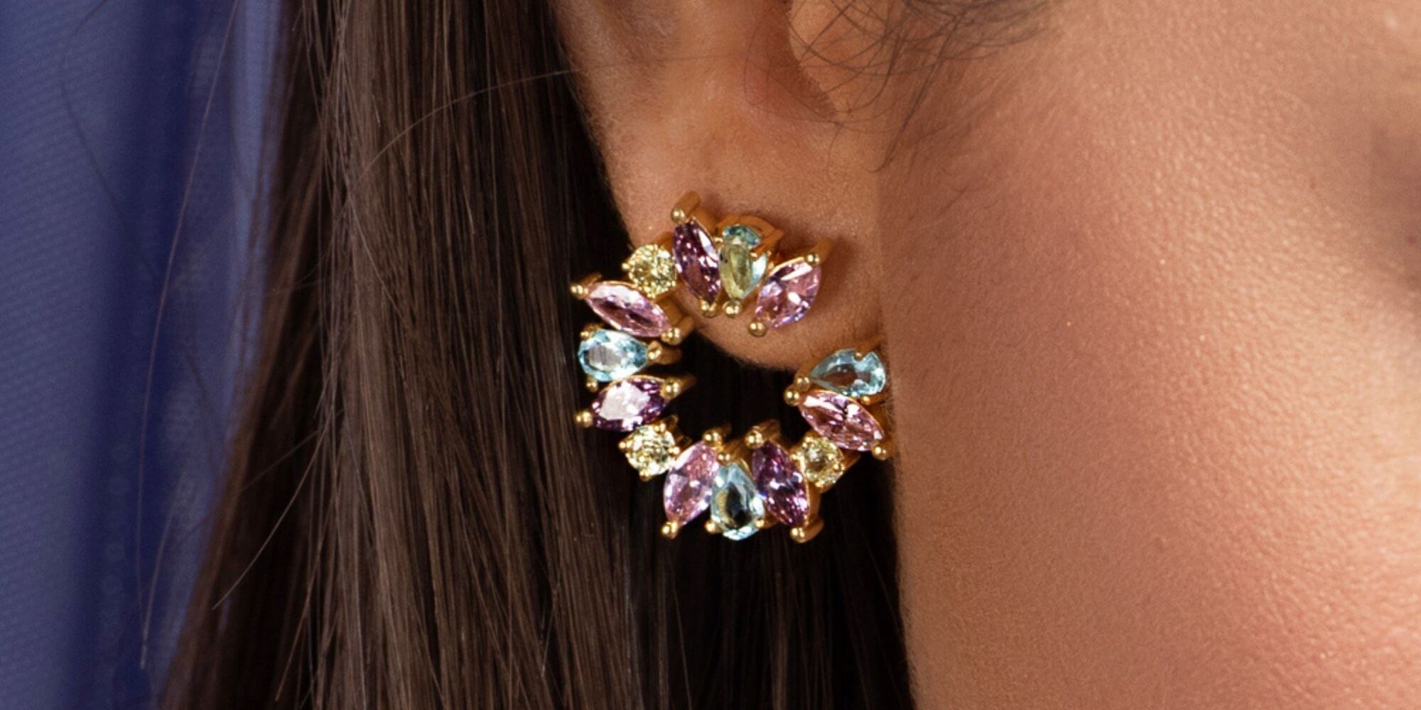 Purple dress earrings: purple guest looks : LAVANI Purple dress earrings: purple guest looks : LAVANI