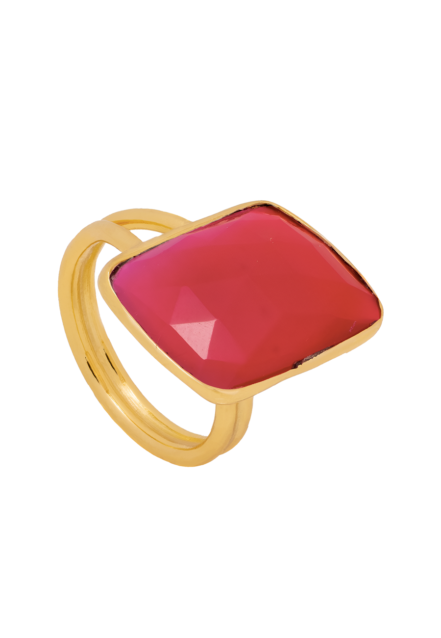 Anillo Stardust Fucsia bañado en oro Lavani Jewels