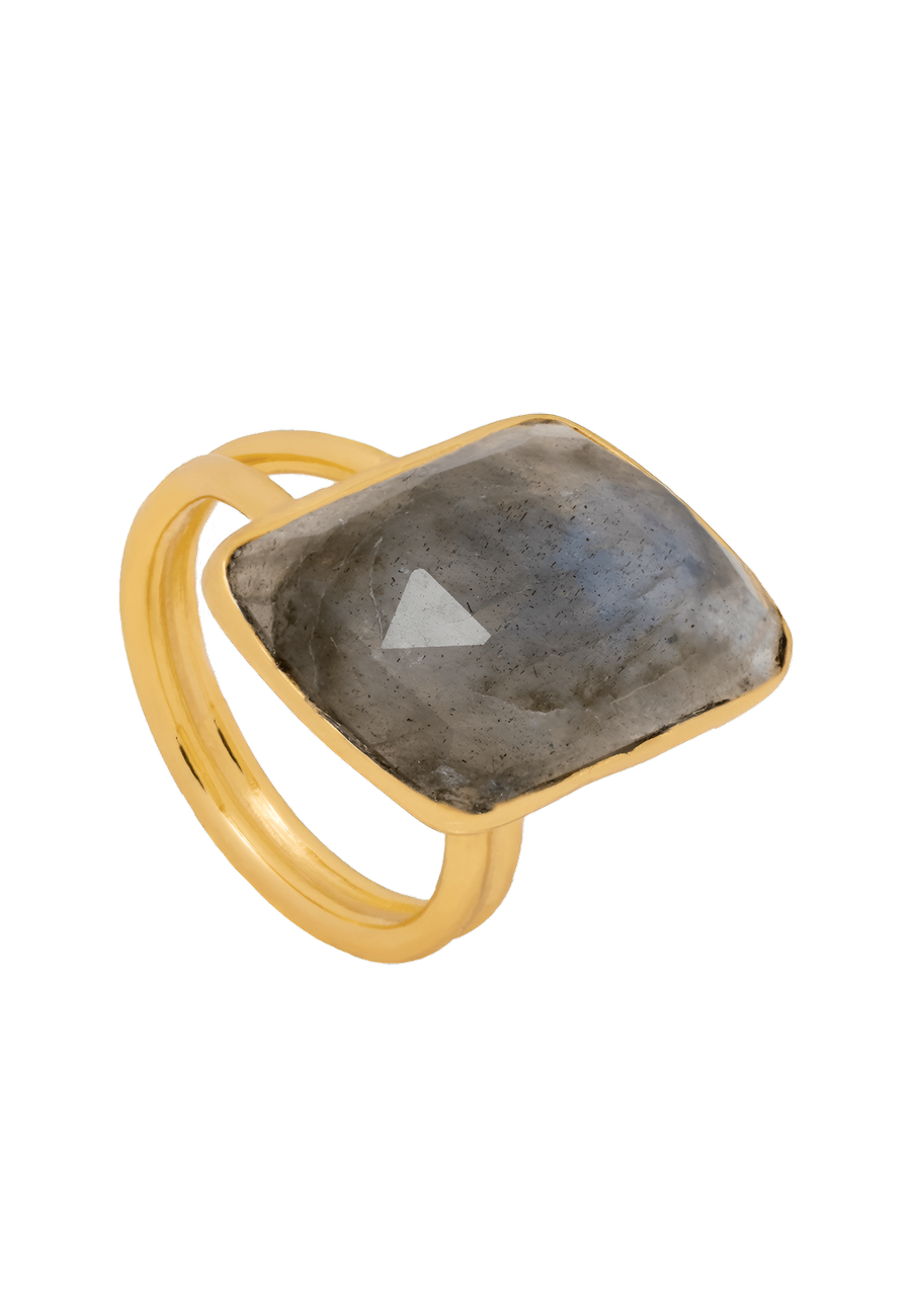 Anillo protagonizado por una piedra central natural de color gris