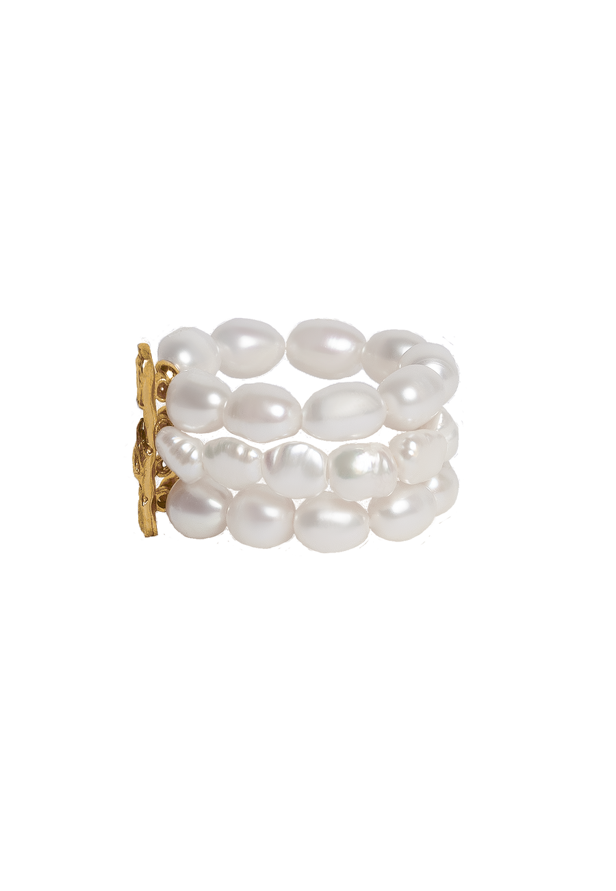 anillo de tiras de perlas