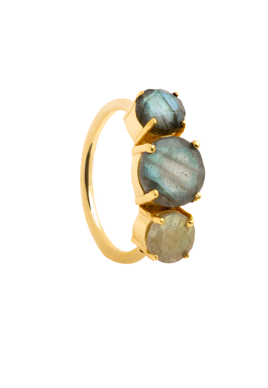 Anillo dorado Moonlight Gris labradorita diseño de Lavani Jewels