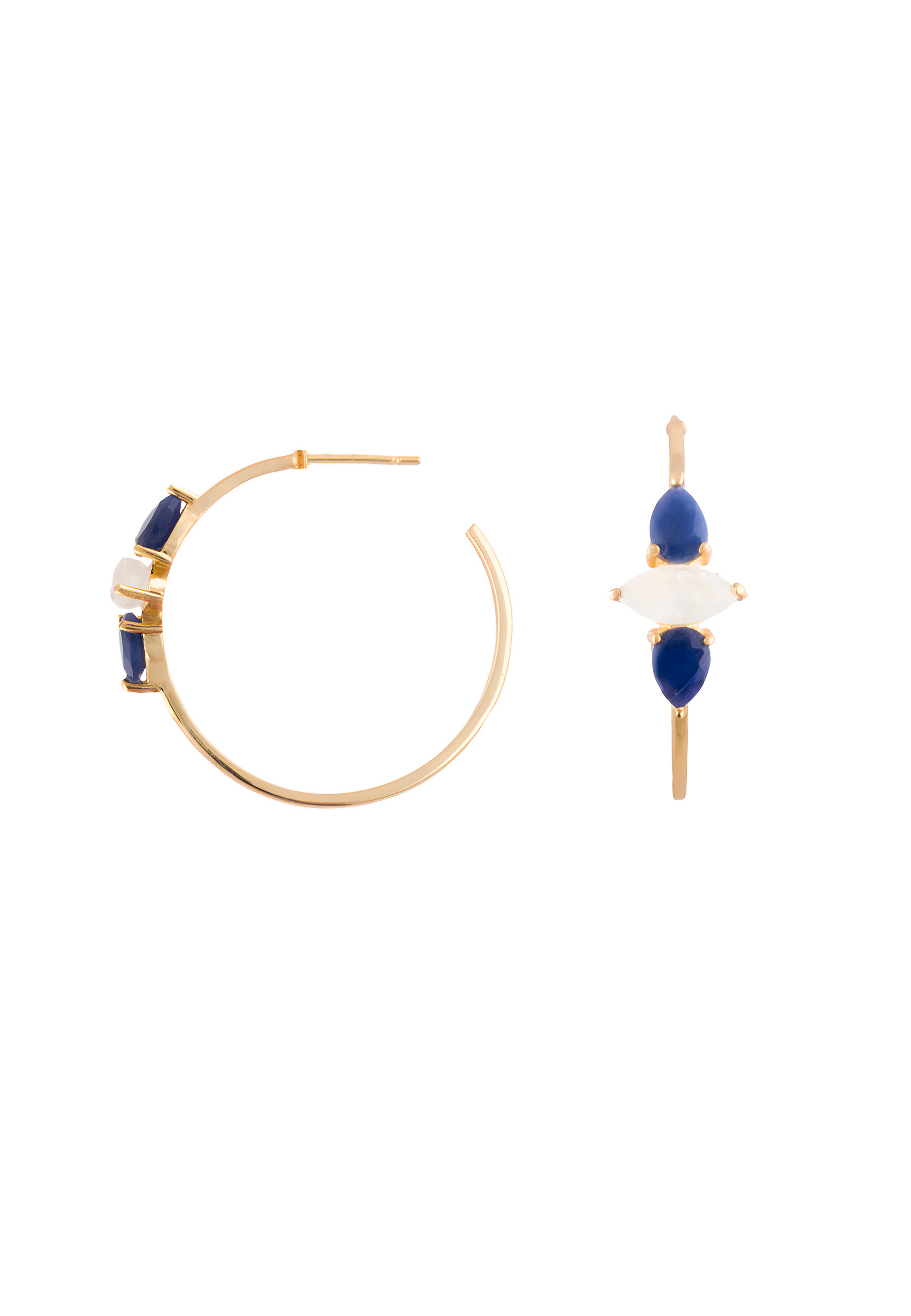 Pendientes de aro con piedras naturales de color