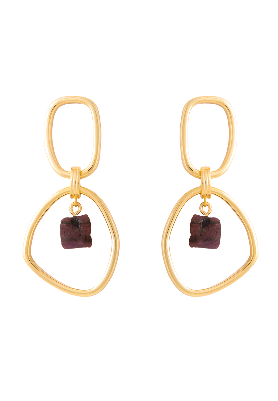 Aros Mercury Granate bañados en oro de Lavani Jewels
