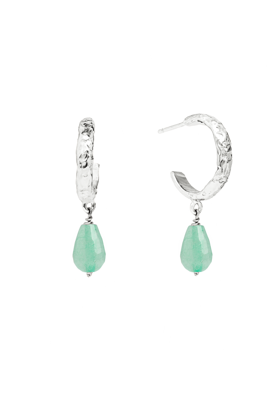 Aros plata pequeños con piedra en color aguamarina