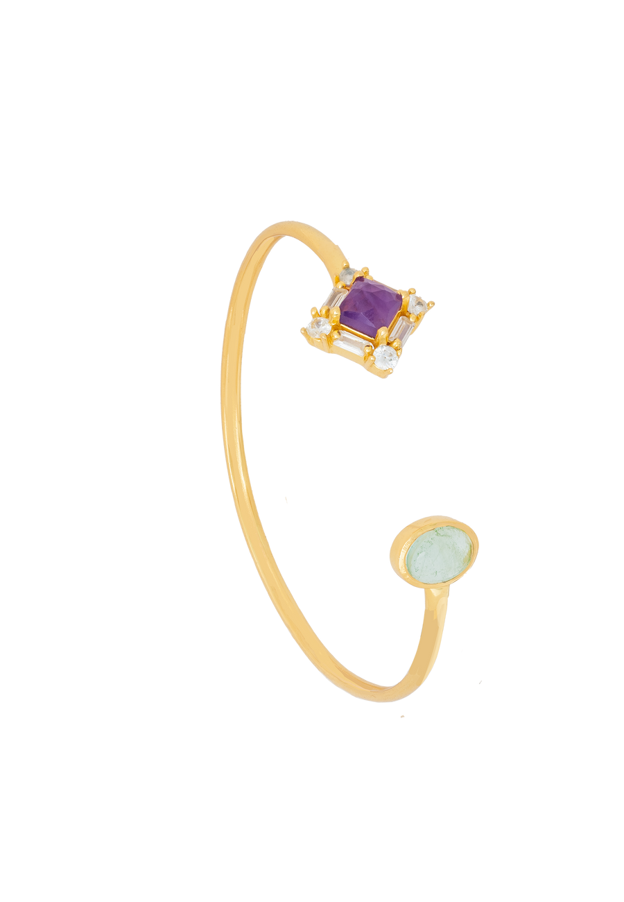 brazalete morado inspirado en la estrella polar con piedra aguamarina