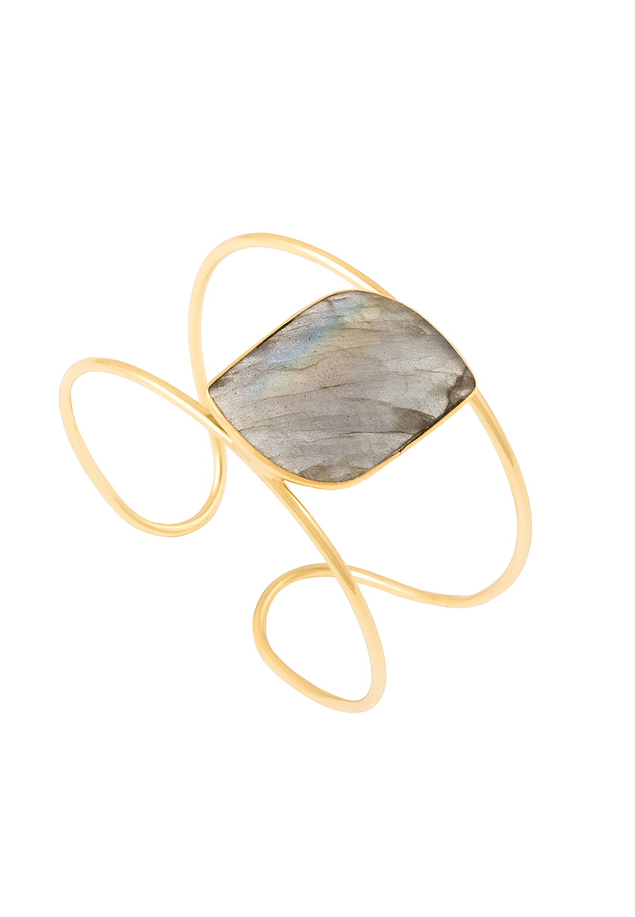 Brazalete con piedra Gris Labradorita perfecto para eventos