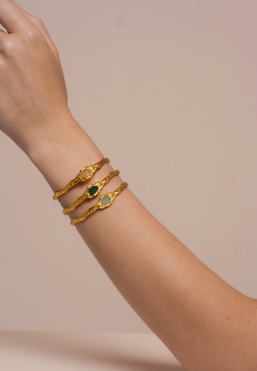 brazaletes namasté en colores verde, amarillo y aguamarina