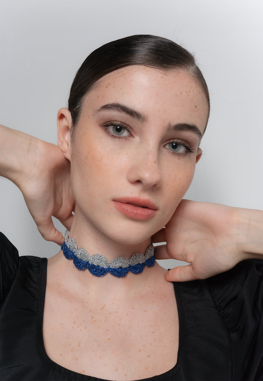Choker Ball Savina Azul y Plata