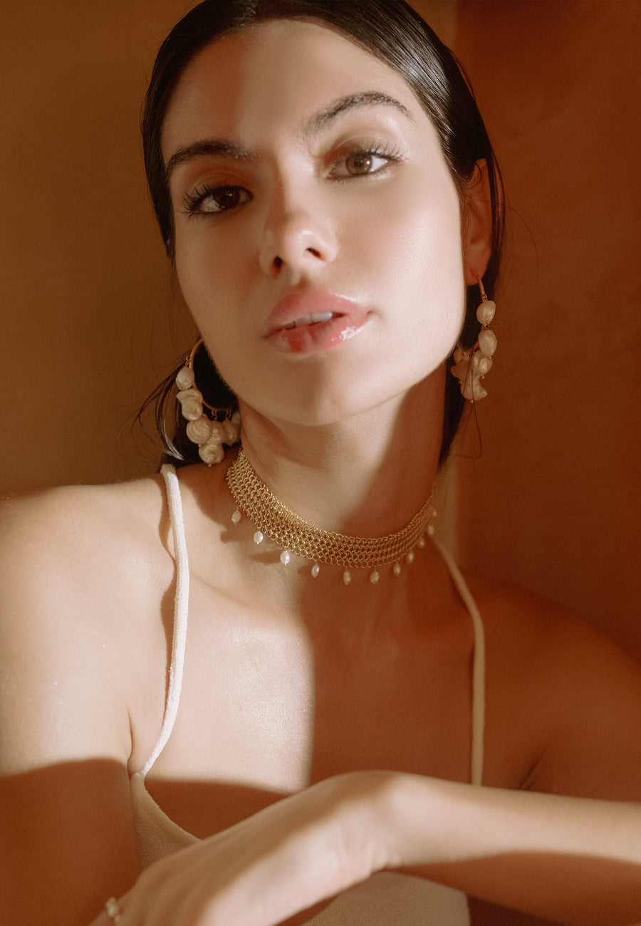 choker malla con perlas