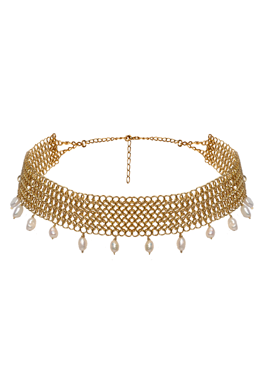 choker malla con perlas