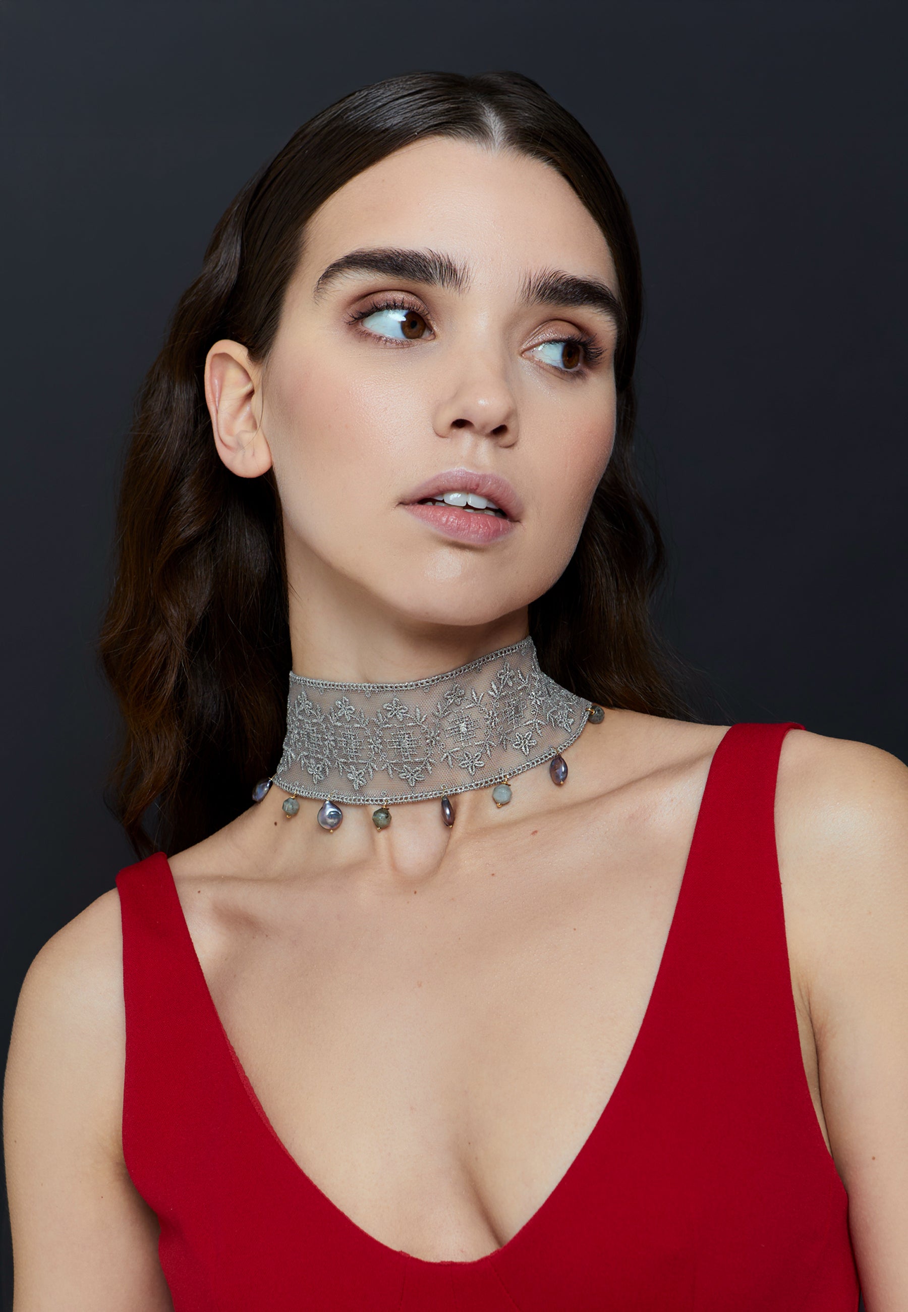 Silver Silk Tulle Laia Choker | LAVANI Jewels