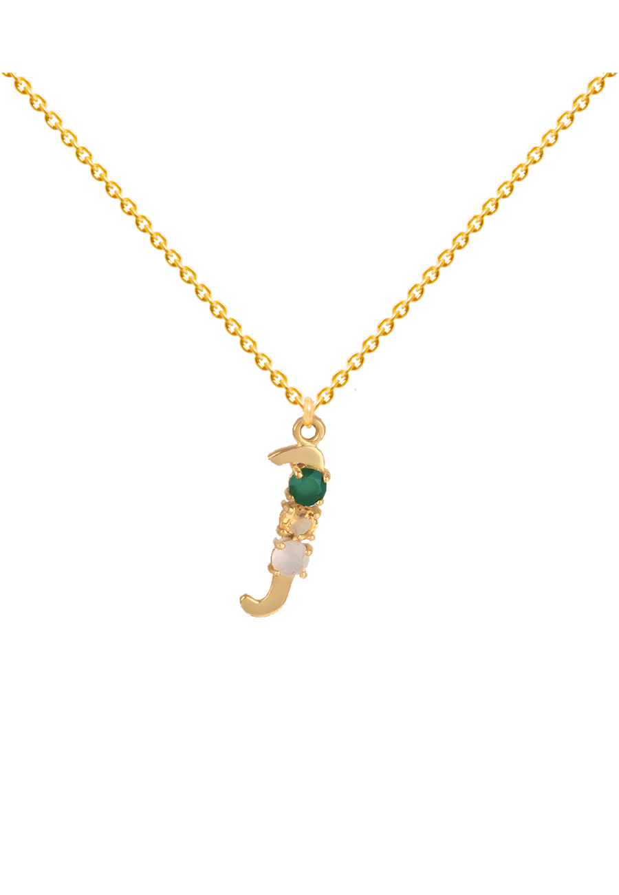 Colgante dorado multicolor inicial J