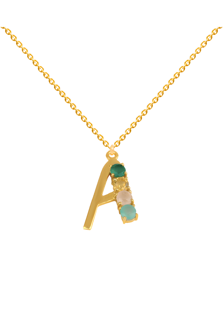 Collar con Letra A y piedras naturales