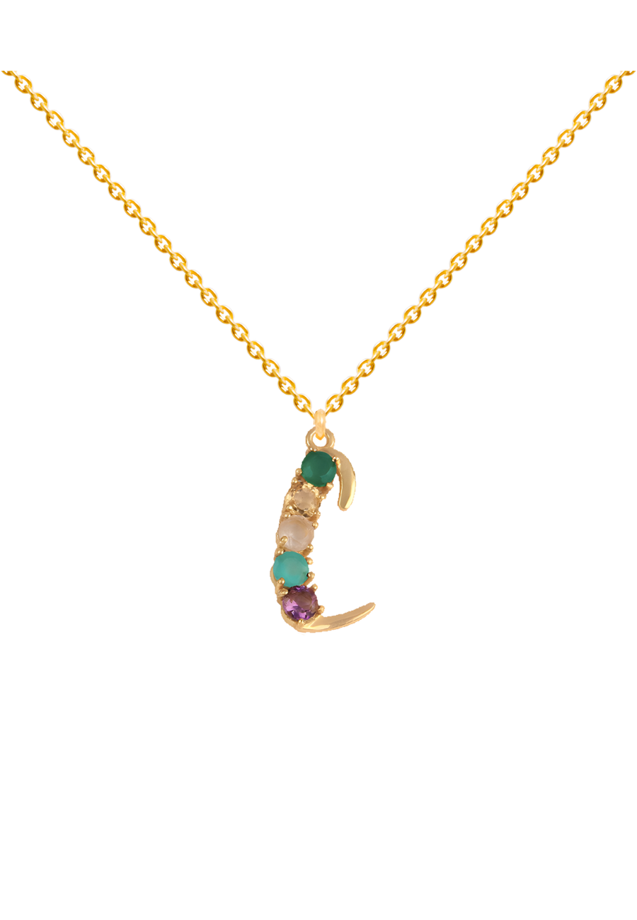 Collar letra C con piedras naturales