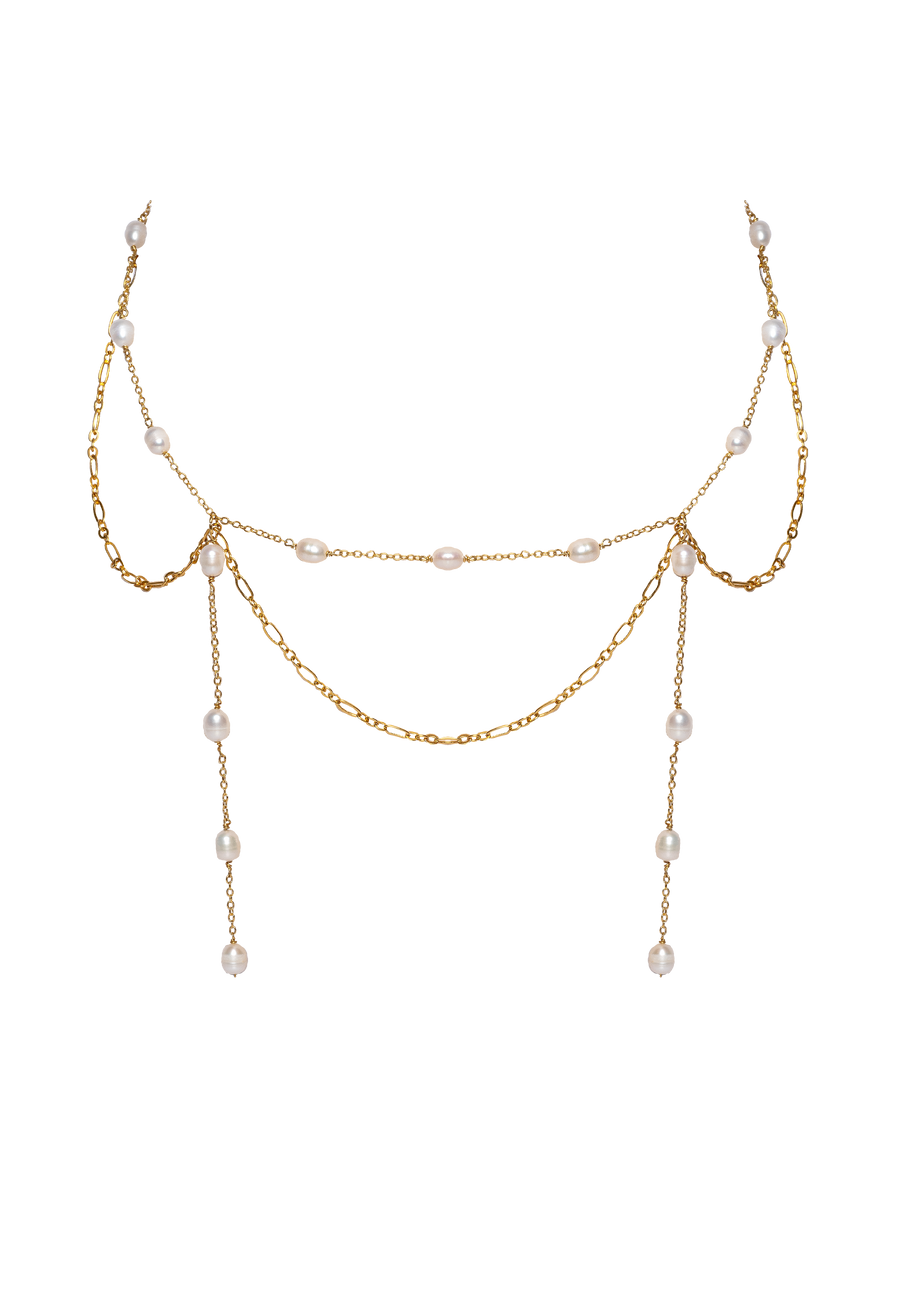 collar de perlas y cadena