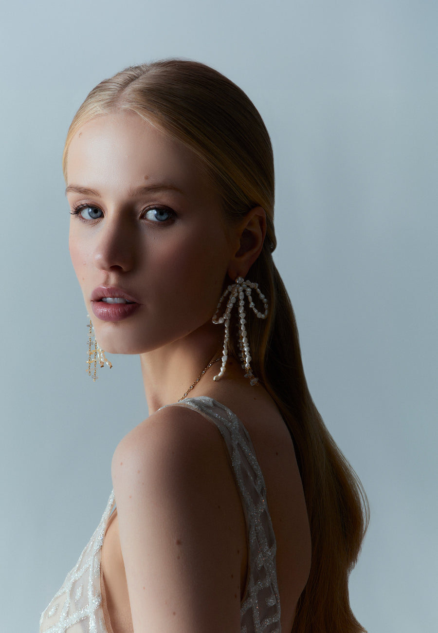 Aurora Pearl Bow Earrings