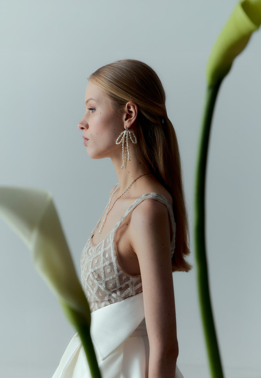 Aurora Pearl Bow Earrings