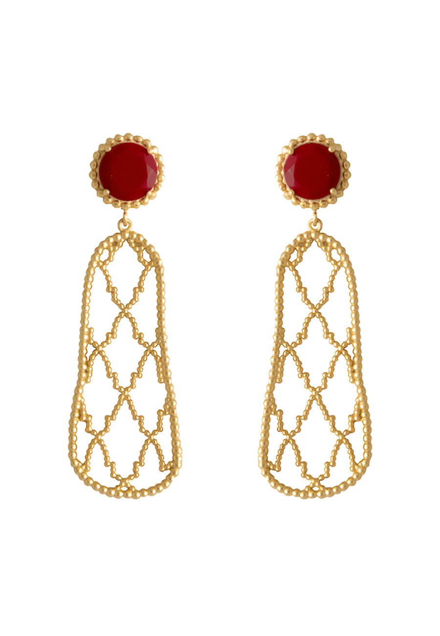 Pendientes dorados largos Alhambra Rubi