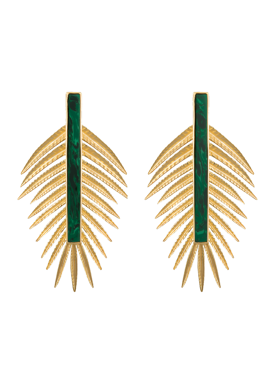 Pendientes largos con forma de hoja de Lavani Jewels