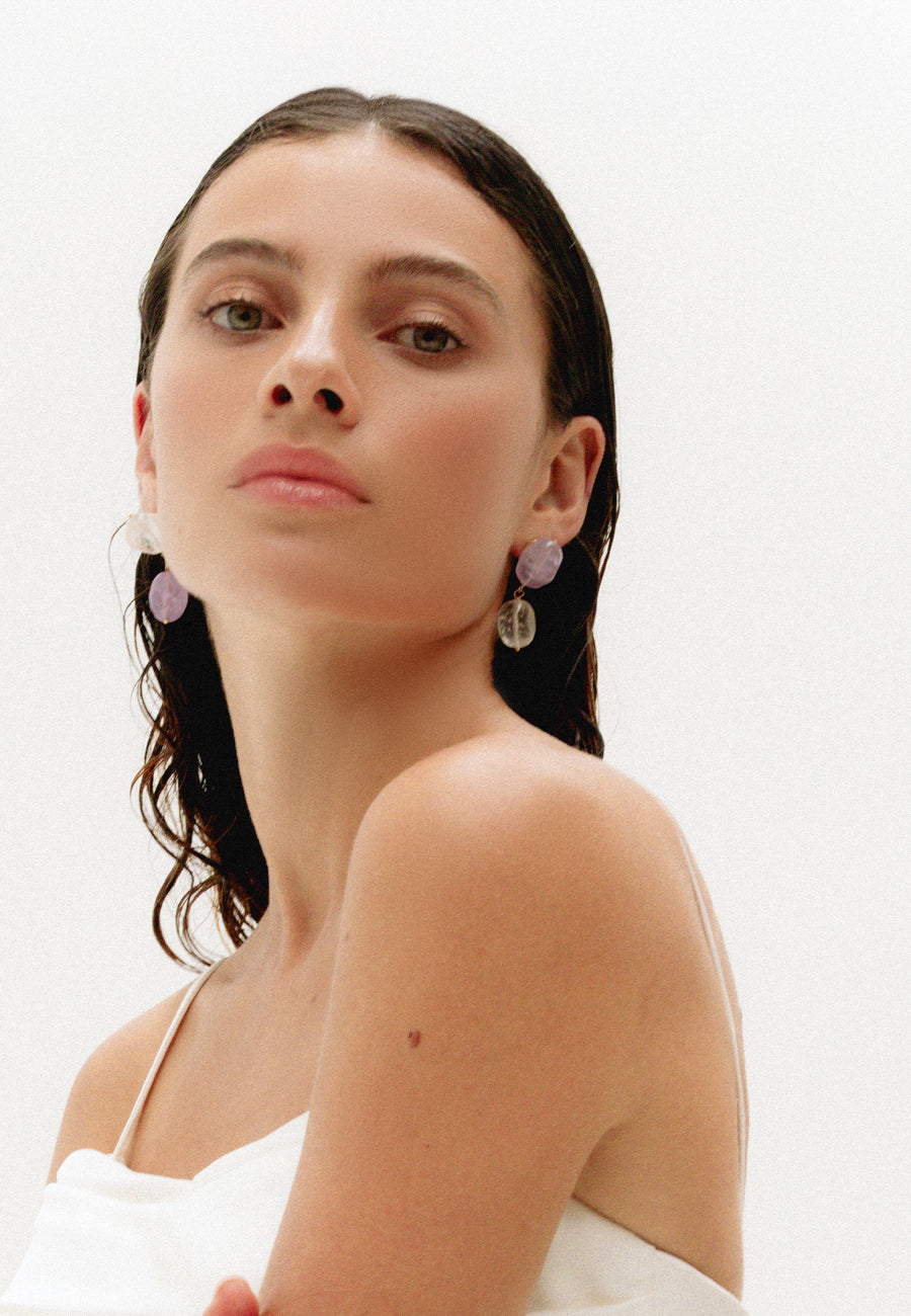 Pendientes con piedra morada Elva