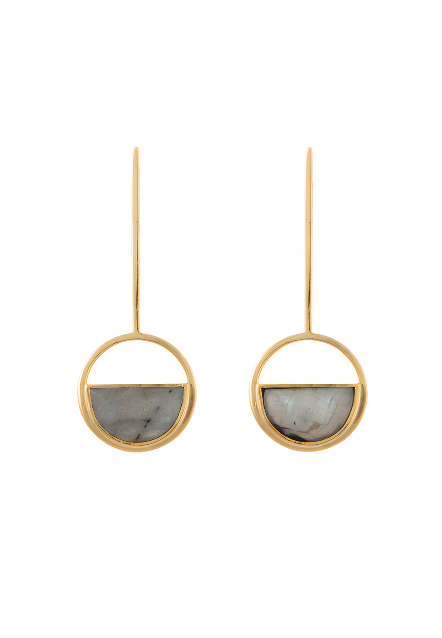 Pendientes Indira Maxi Gris con piedra labradorita