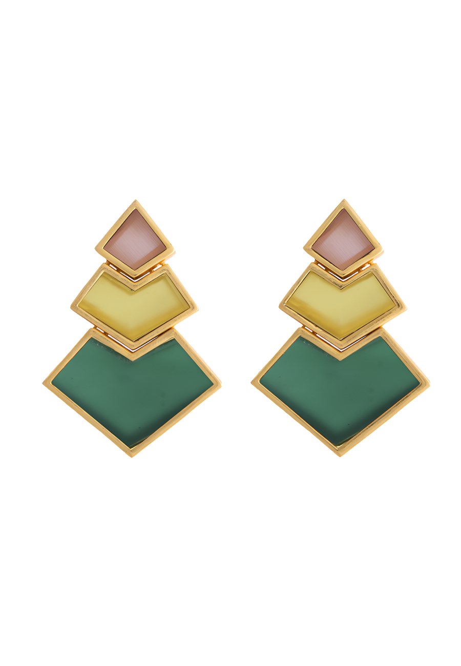 Pendientes de fiesta Rosa, Amarillo, Verde