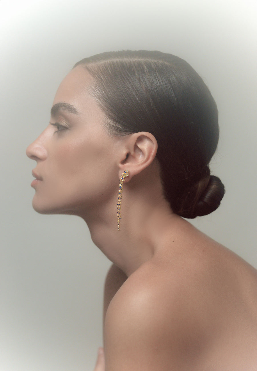 Pendientes cascada de estrellas formados por circonitas blancas y azules