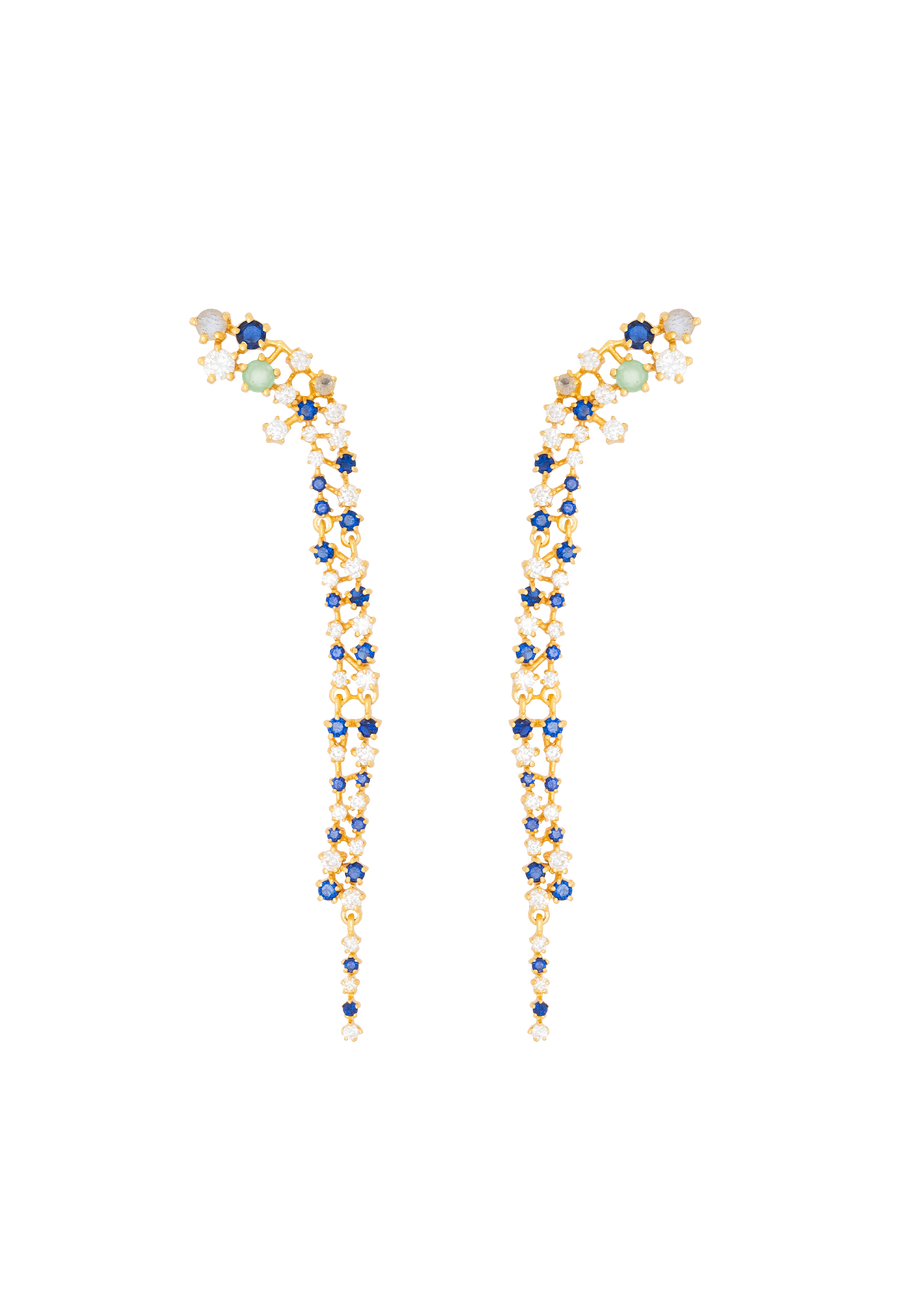 Pendientes cascada con circonitas engastadas en forma de estrellas