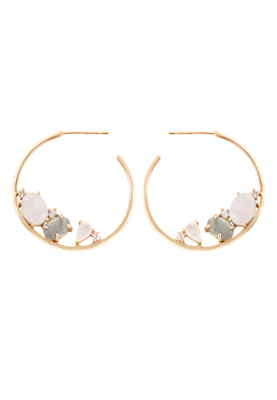 Aros con labradorita y circonitas - Aros Perseida