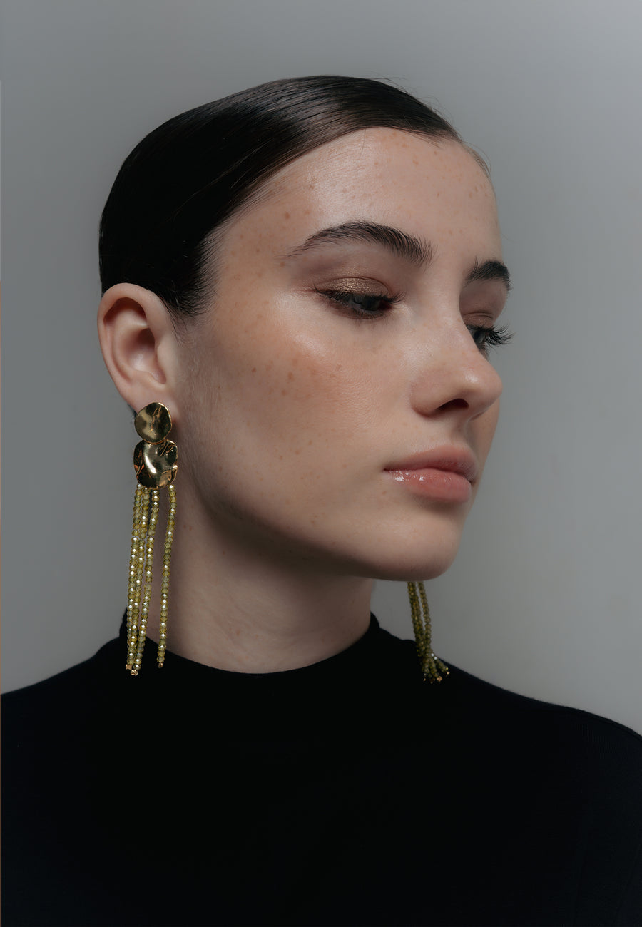 Pendientes largos con cuentas verdes Liliana