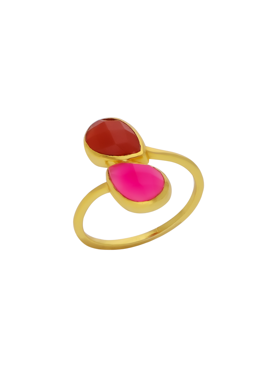 anillo aura con piedra rosa y naranja