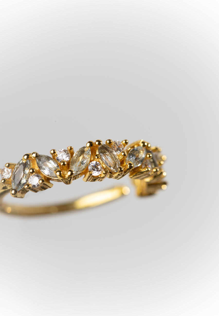 anillo birthstone vinculado al mes de abril con piedra de topacio