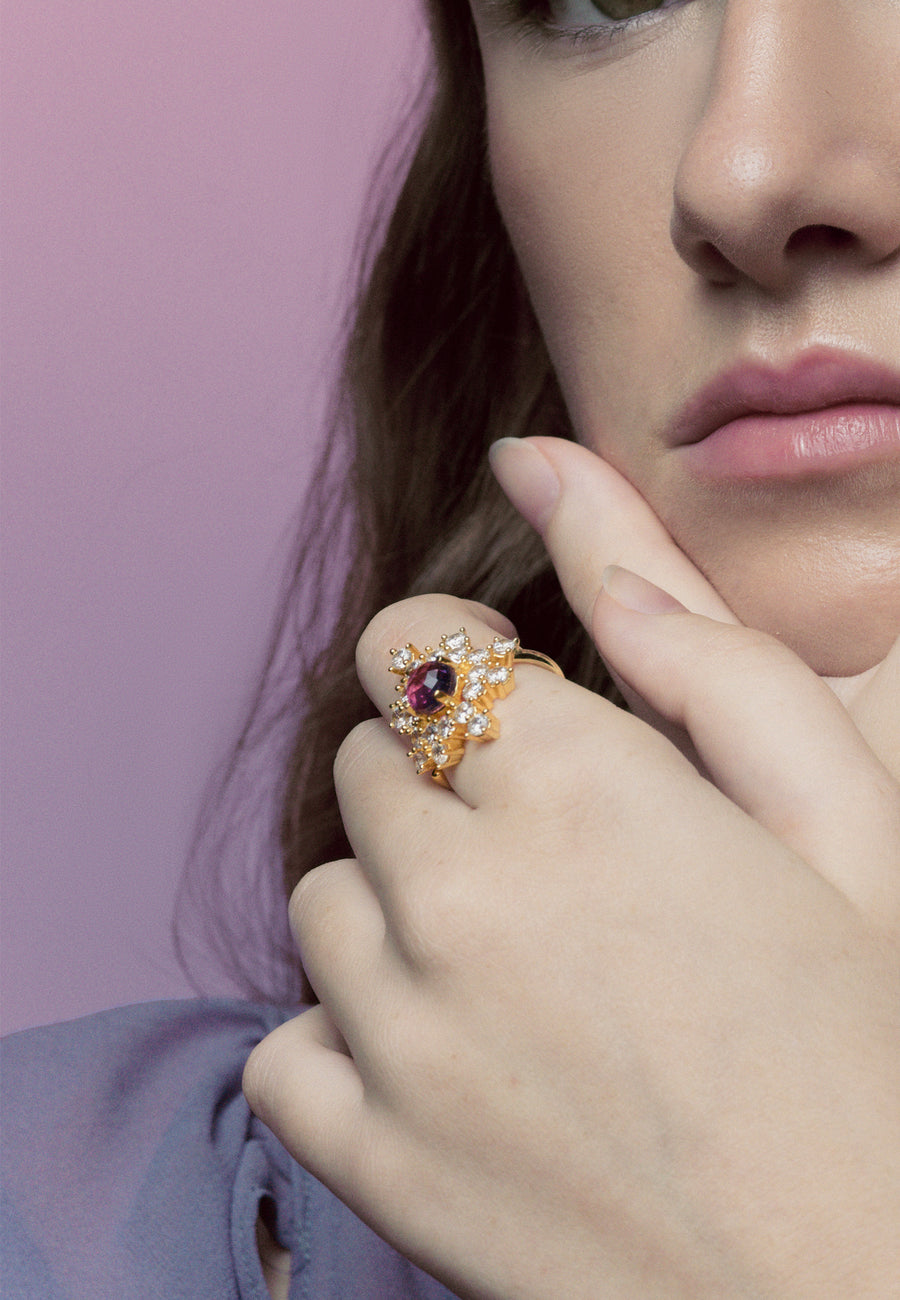 anillo estrella morado altaira con circonitas