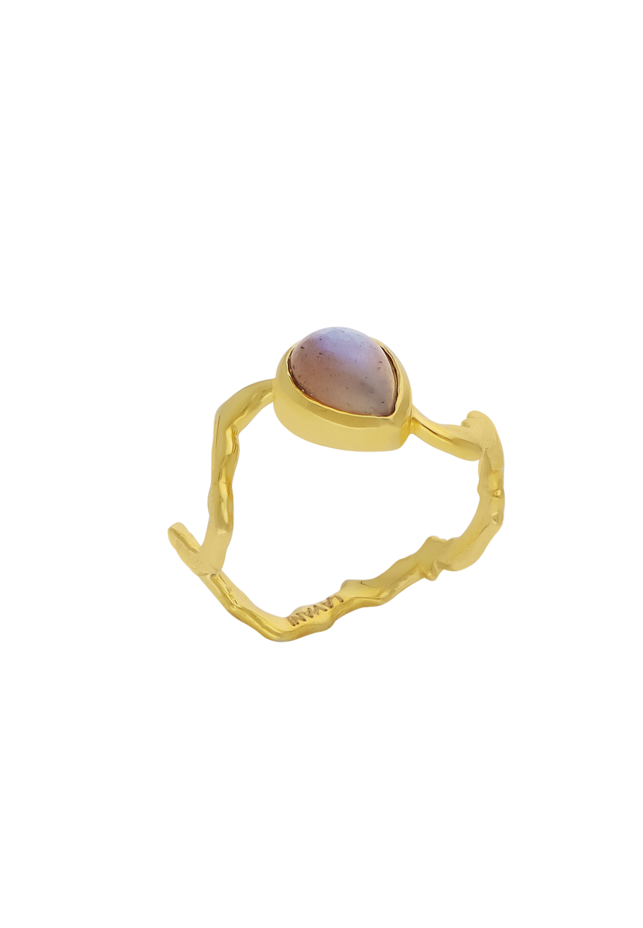 Anillo gratitud irregular con labradorita