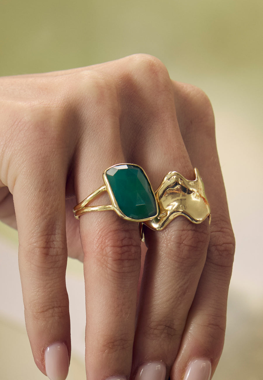 anillo de onix verde