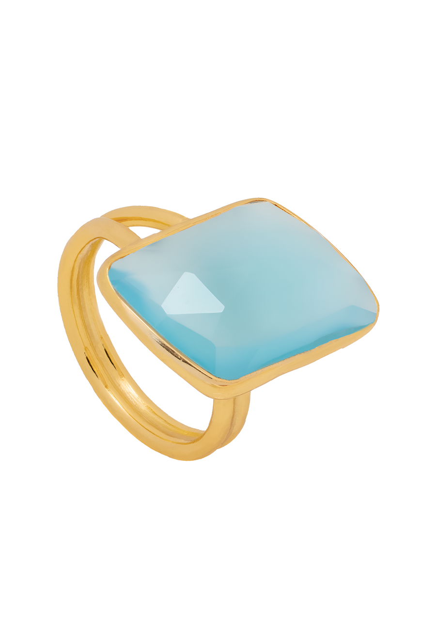 Anillo Stardust Aguamarina bañado en oro Lavani
