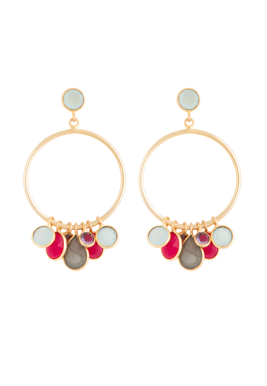 Pendientes Casablanca Aguamarina Gris Fucsia