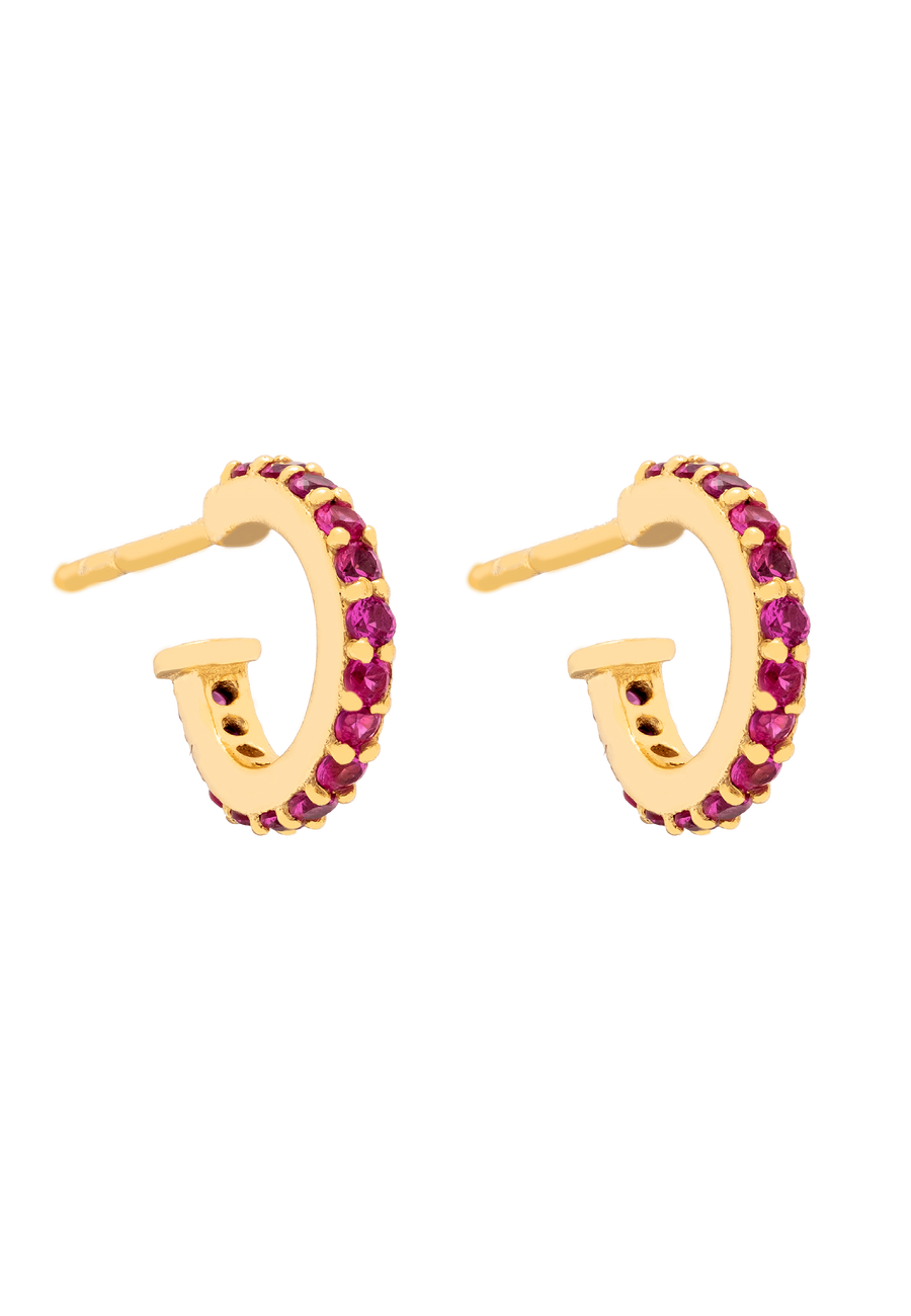 Eclectic Shine Small Fuchsia Hoops