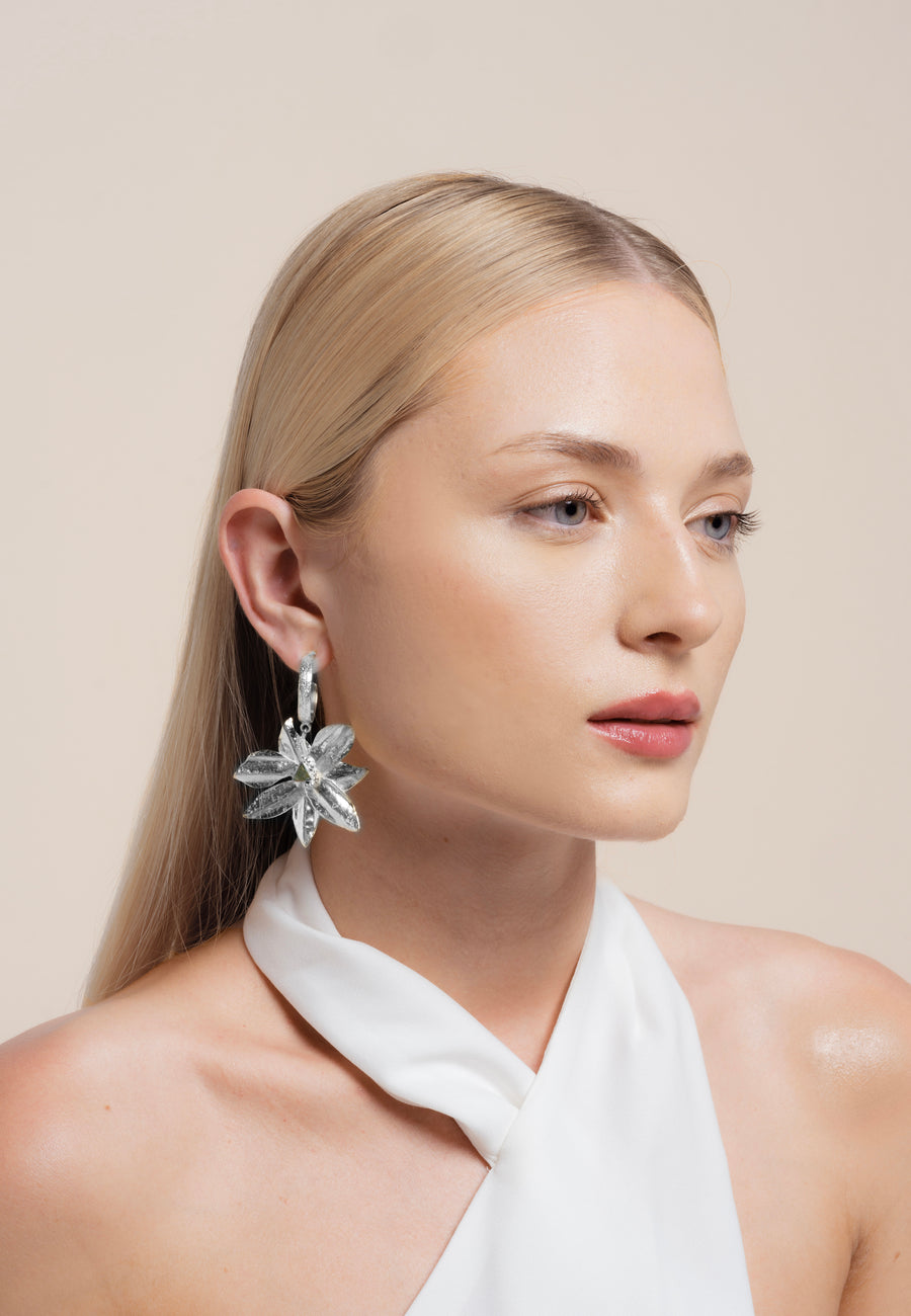 Pendientes con flor de loto plata
