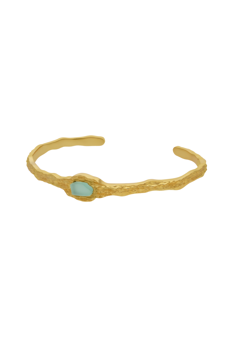 brazalete namasté con calcedonia aguamarina