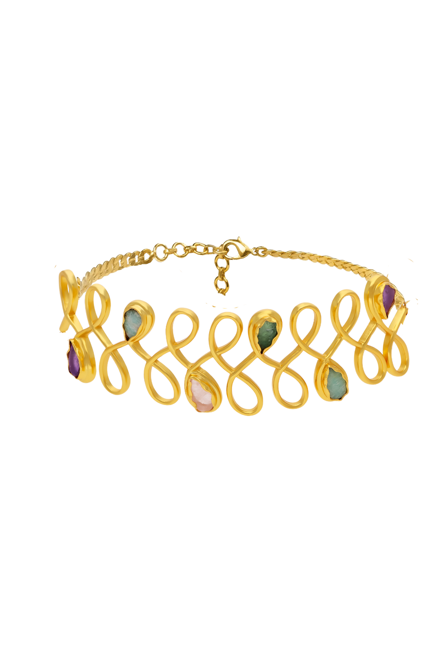 choker unalome de piedras naturales en tonos pastel