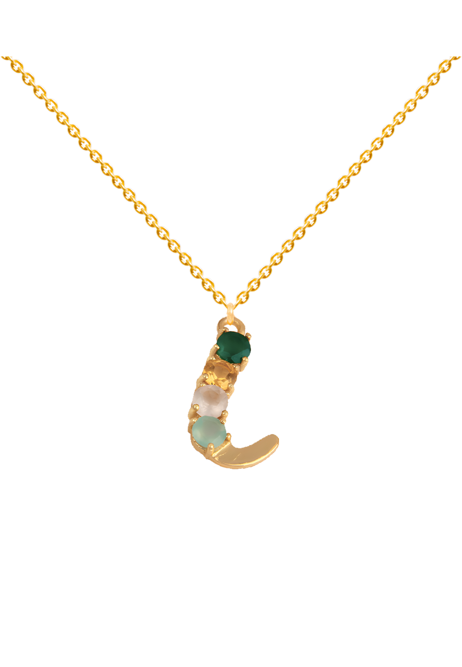 collar de inicial L con piedras