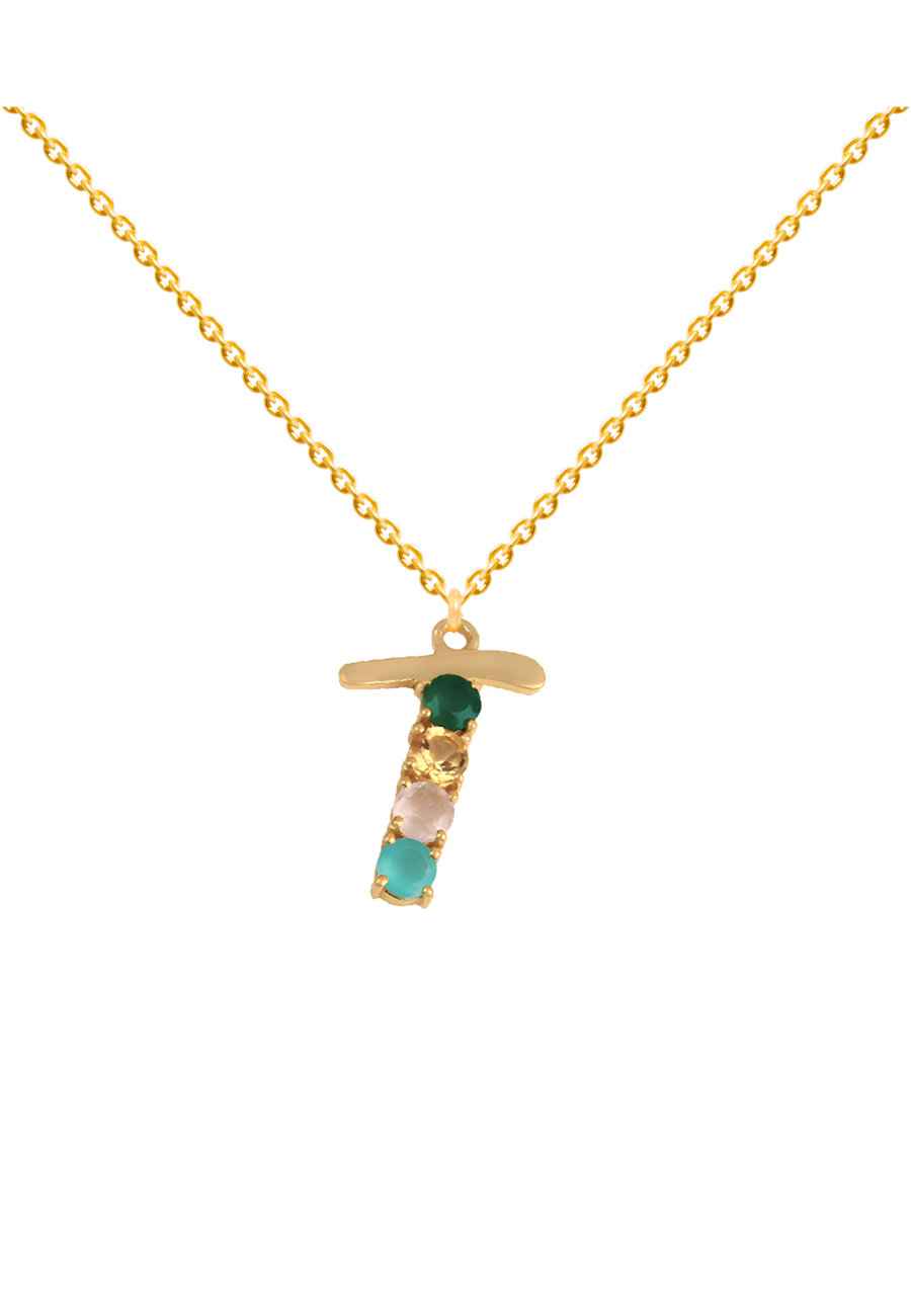 Colgante Inicial Multicolor dorado T