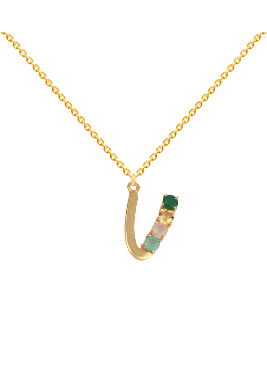 Colgante Inicial Multicolor Dorado U