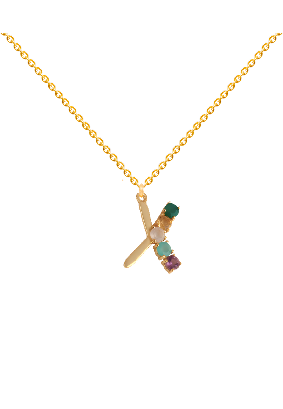 Colgante Inicial Multicolor Dorado X