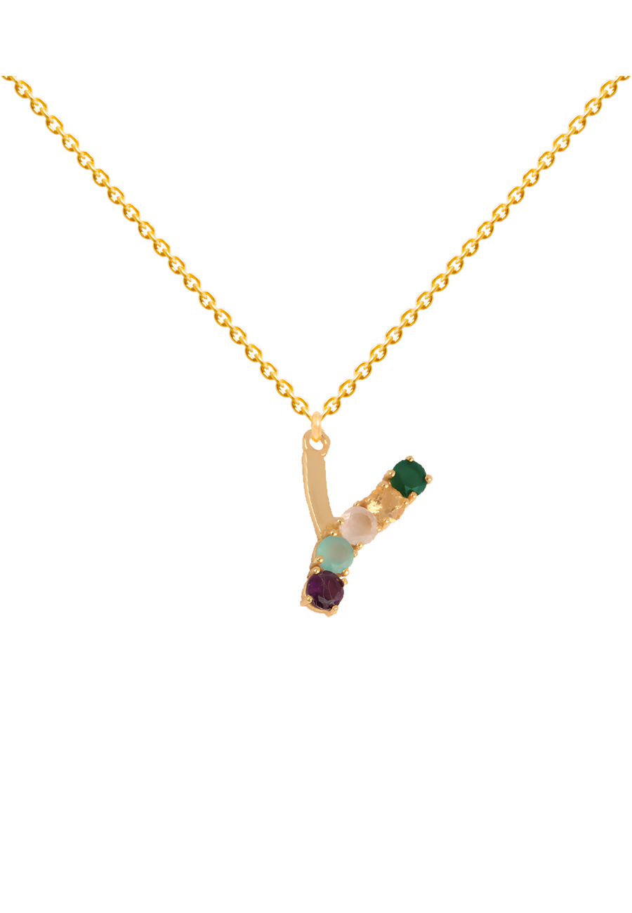 Colgante Inicial Multicolor Dorado Y