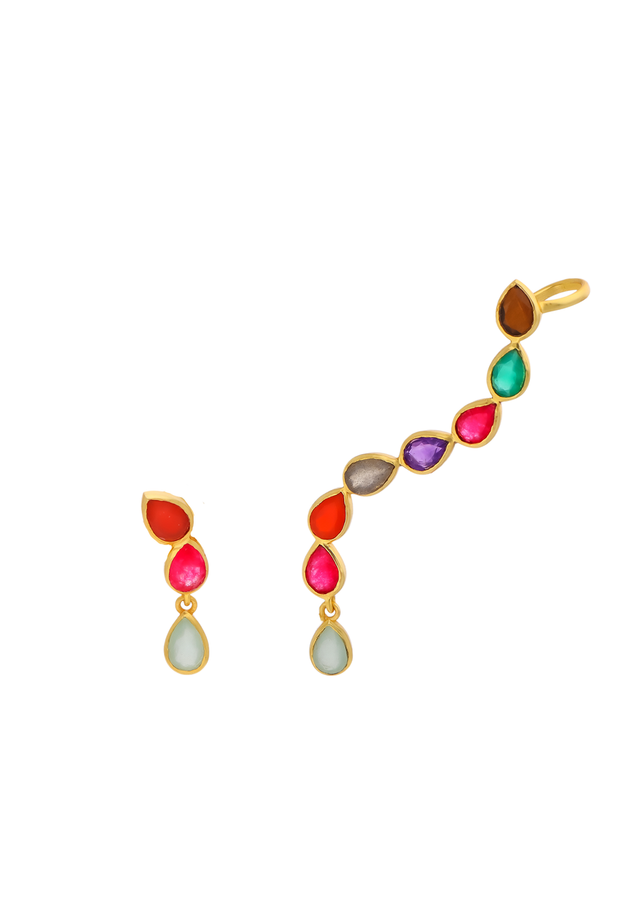 earcuff multicolor aura con piedras preciosas y semipreciosas