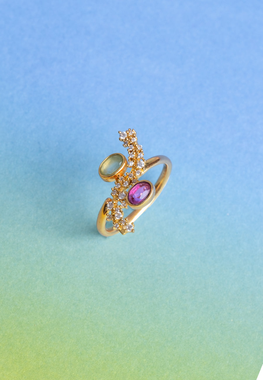 Cassara Aquamarine and Fuchsia Ring