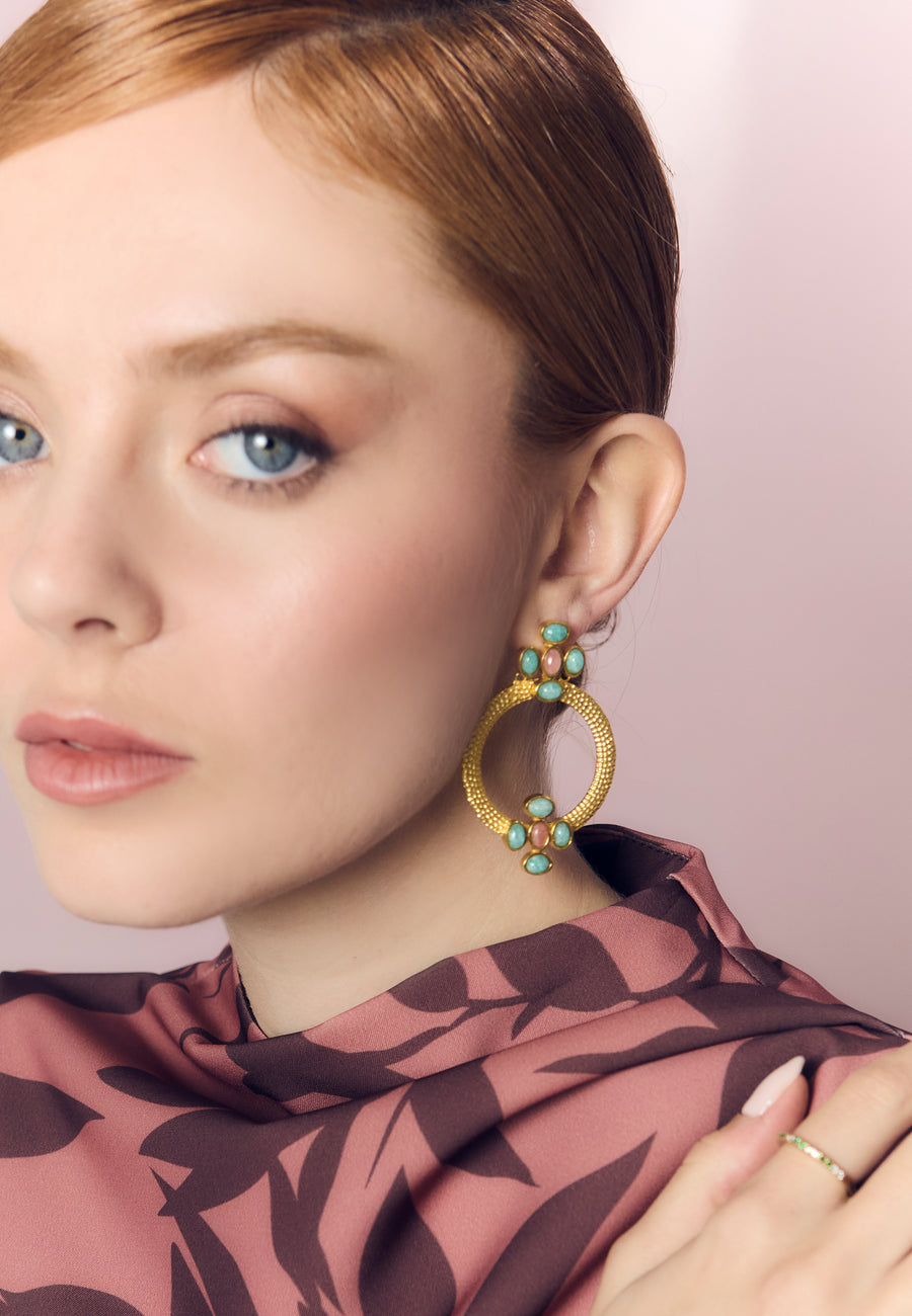 Pendientes Madison Verde Rosa