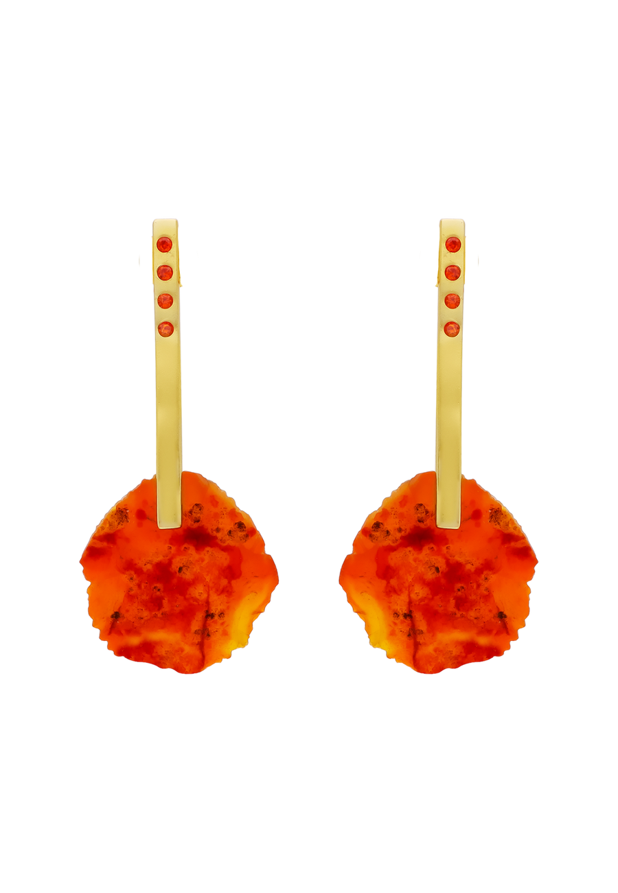 Pendientes piedra naranja bruta